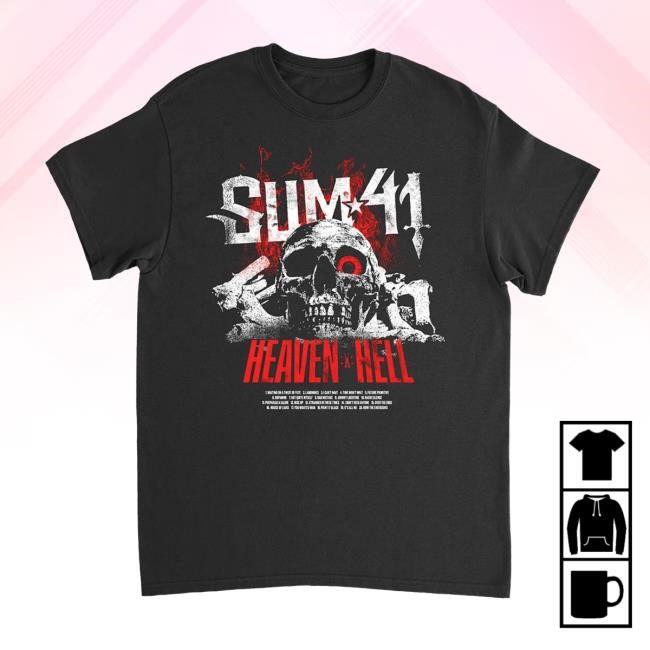 Official Rise Records Sum 41 Heaven :X: Hell Skull Black Hot Shirt