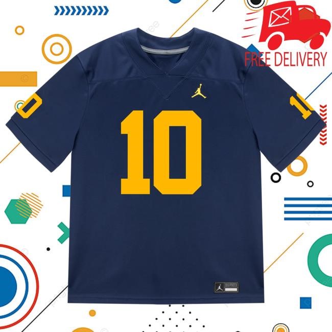 The M Den Michigan Wolverines #10 Zeke Berry Student Athlete Blue Football Jersey Shirt