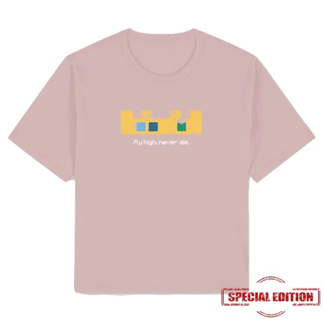 Official Technoblade Merch Store Technoblade Fly High, Never Die Crop Hot Shirt (Blush)