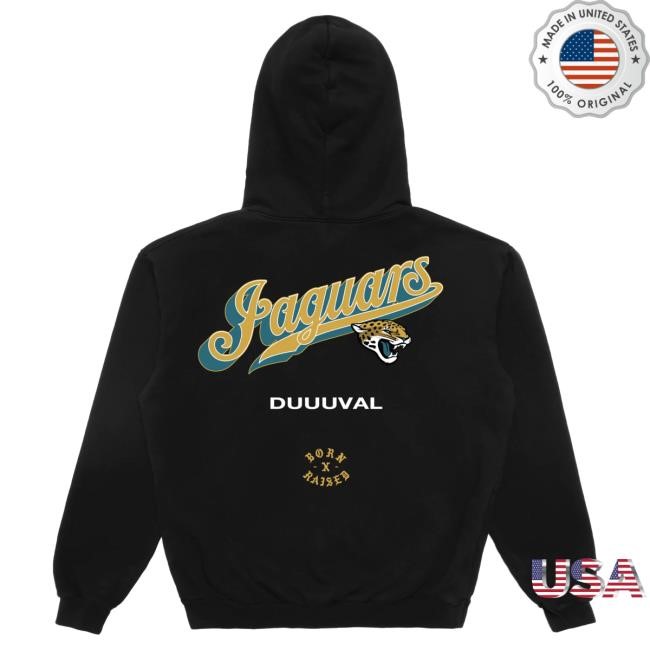 Official Born X Raised + Jaguars Pro Script Hoodie: Black NFL 2025 Kickoff