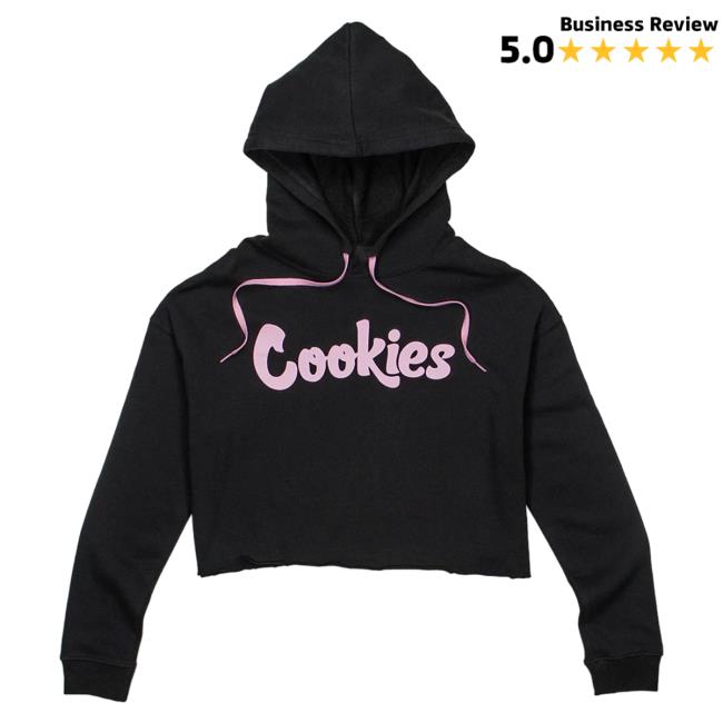 Official Cookies Clothing Merch Womens Crop Top Pullover Hoodie Black/Pink