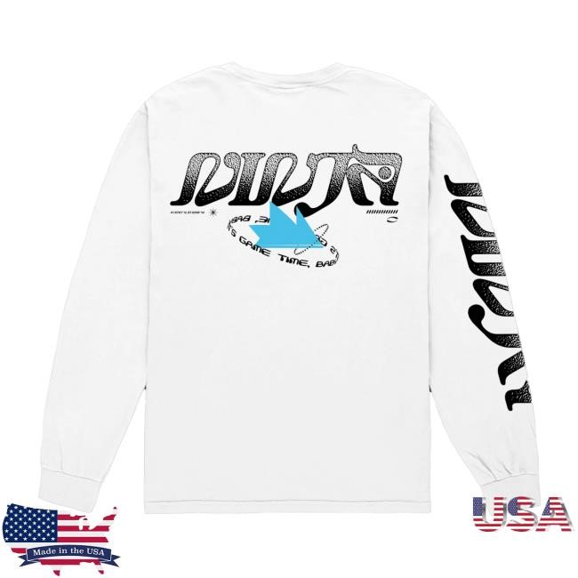 Game Time White LS Tee | Ninja (Tyler Blevins) Merch