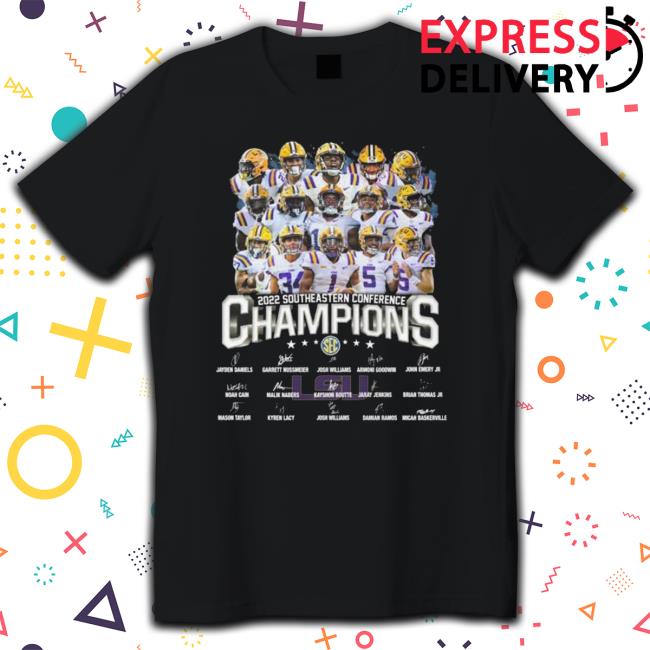 Lsu Tigers Team 2022 Southeastern Conference Champions Signatures T-Shirt