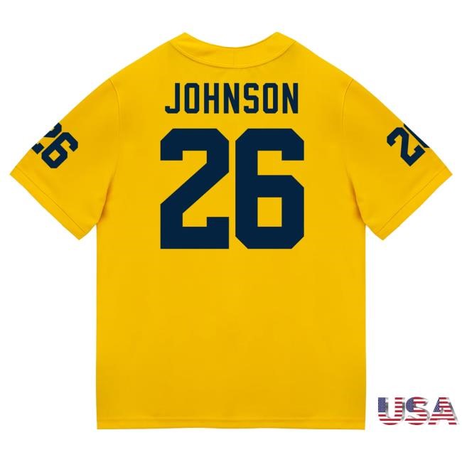 The M Den Michigan Wolverines #26 Donovan Johnson Student Athlete Maize Football Jersey Shirt