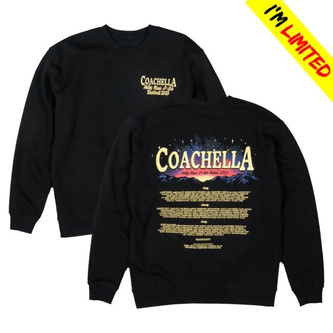 Coachella Merch Store Desert Sunset Lineup Pullover Sweatshirt