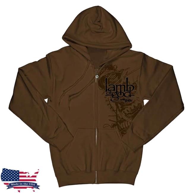 Official Lamb of God New American Gospel Brown Zip Hoodie