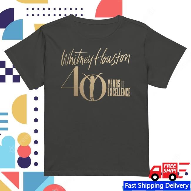Official Whitney Houston 40 Years of Excellence Golden Women's New Shirt