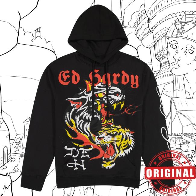 Official Ed Hardy Merch Store Tiger Panther Black Pull Over Hoodie EdHardy Apparel Clothing Shop