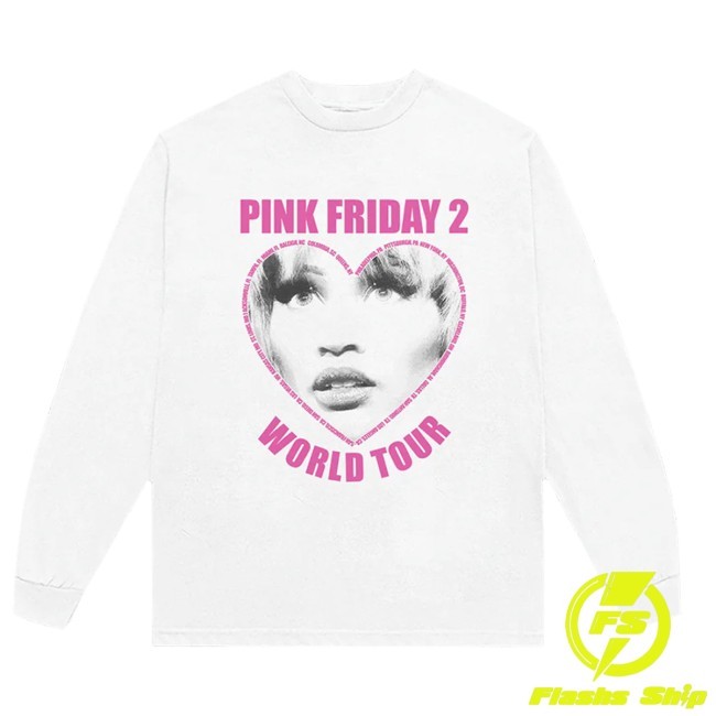 Nicki Minaj Heart LS Tee Pink Friday 2 Tour Merch