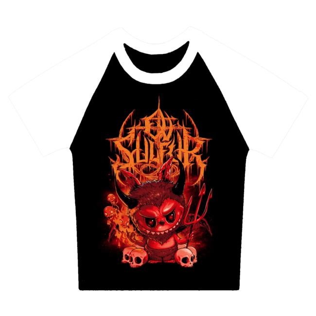 Official Indie Merch Store Ov Sulfur "LABUrden Ov Faith Cropped Raglan" Girls" Hot Shirt Indiemerchstore