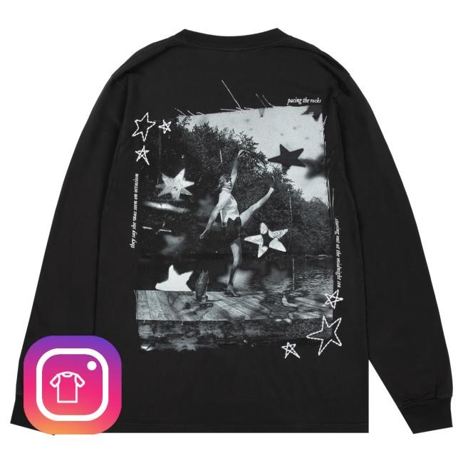 Official Taylor Swift Merch Store Shop Taylor Swift Folklore Album Pacing The Rocks Long-Sleeve TaylorSwift