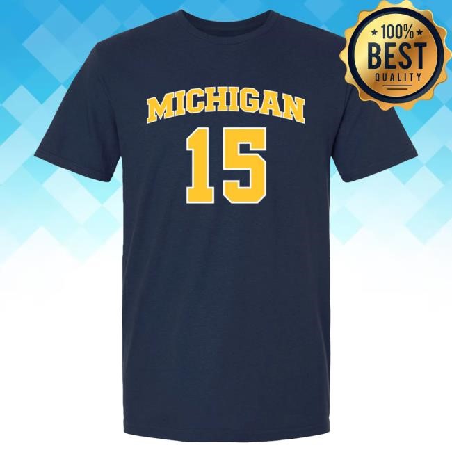 Michigan Wolverines Men's Basketball Student Athlete #15 Aday Mara Tee | The M Den Official Merch Store Shop