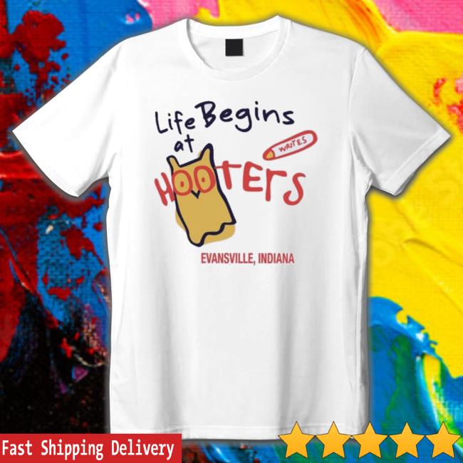 Official Life Begins At Hooters Evansville Indiana Hooded Sweatshirt