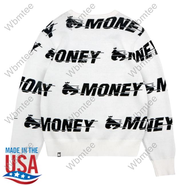 Official Money Clothing Aop Money Clothing Motion Knit Sweatshirts White