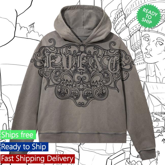 Official 999 Club Juice Wrld Merch Store Revenge Crest Hoodies Distressed Grey 999Club Clothing JuiceWrld