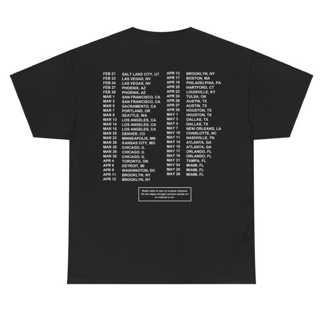 Most Wanted Tour - Gracias Por Nada Tour Dates Bad Bunny Merch Tee