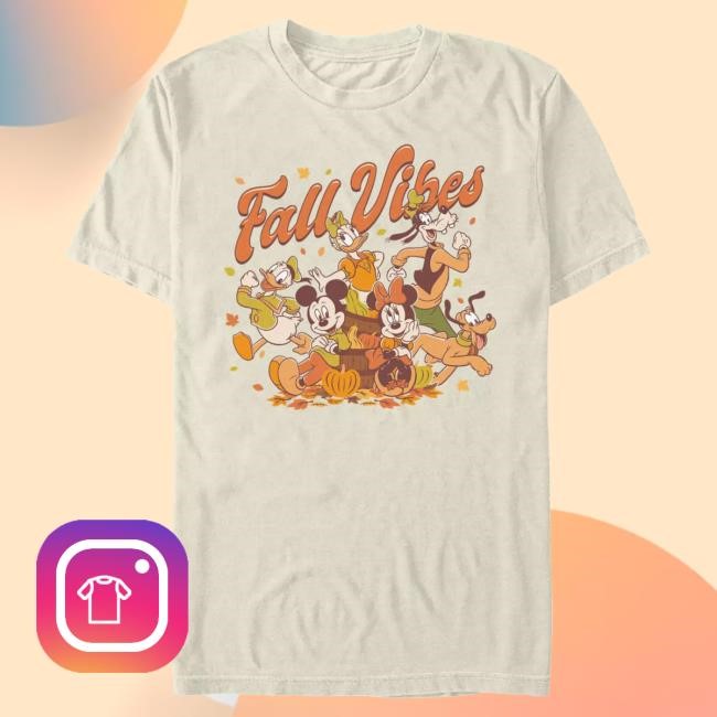 Official Disney Store Mickey Mouse and Friends ''Fall Vibes'' Top Shirt for Adults