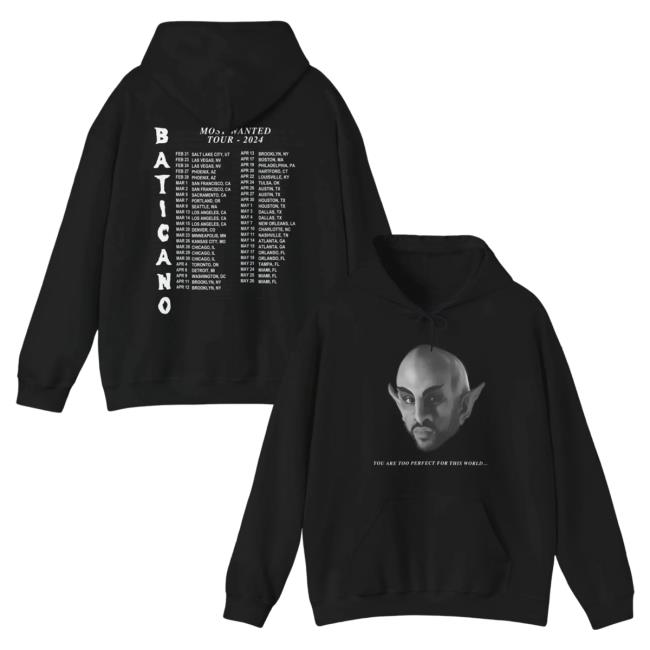 Official Bad Bunny Merch Store Most Wanted Tour - Baticano Tour Dates Crewneck Sweatshirt Black Bad Bunny Clothing Shop BadBunny