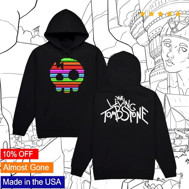 The Living Tombstone Merch 8 Bit Rainbow Skull Black Hoody The Living Tombstone Band Store