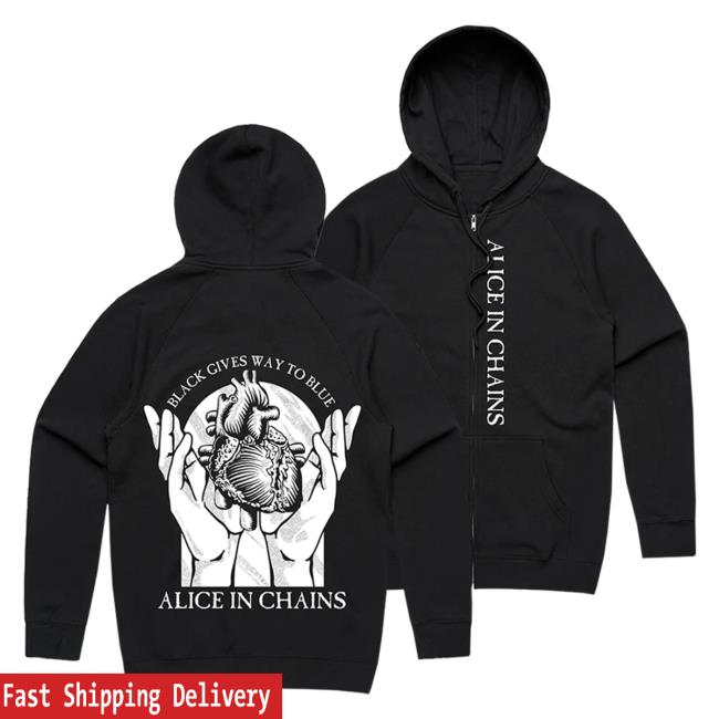 Official Alice In Chains Merch Store Black Gives Way To Blue Zip Up Pullover Hoodie Aliceinchains