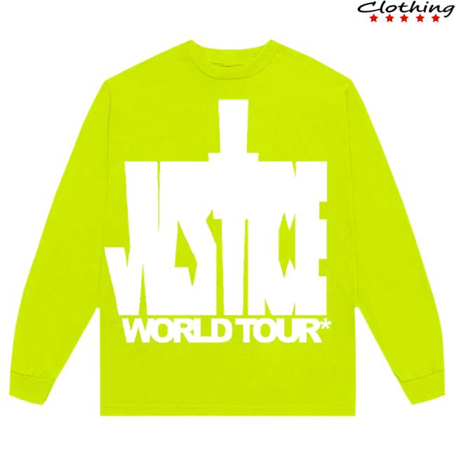 Official Justin Bieber Merch Store Shop Justin Bieber Justice World Tour Neon Long Sleeve Tees JustinBieber Apparel Clothing