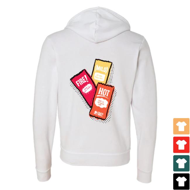 Official Taco Bell Apparel Clothing Store Shop Taco Bell Sauce Packet Trio Zip-Up Crew neck Tacobell Merch