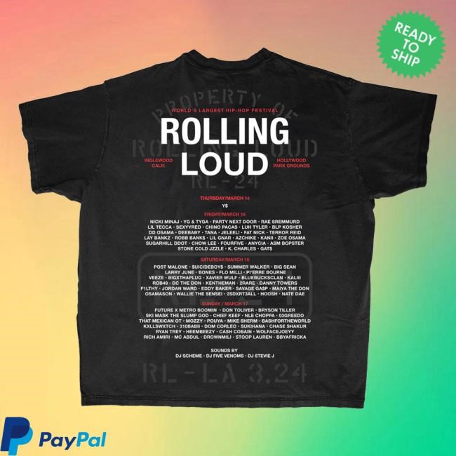 RL LA 24 Property Of Black Lineup New Tee Rolling Loud Shop