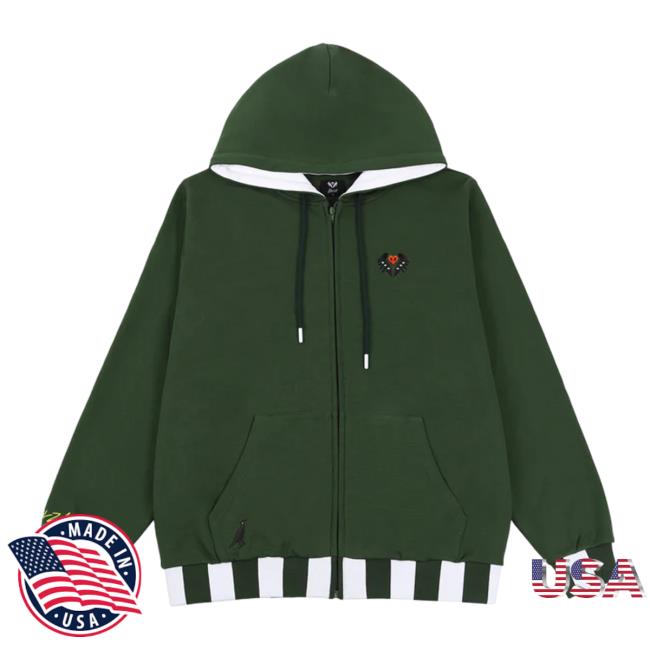 Hardcore Heart Green Zip-Up Hoodie