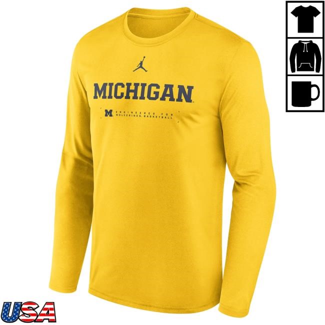 Michigan Wolverines Jordan Brand Basketball Maize Long-Sleeve The M Den Shop