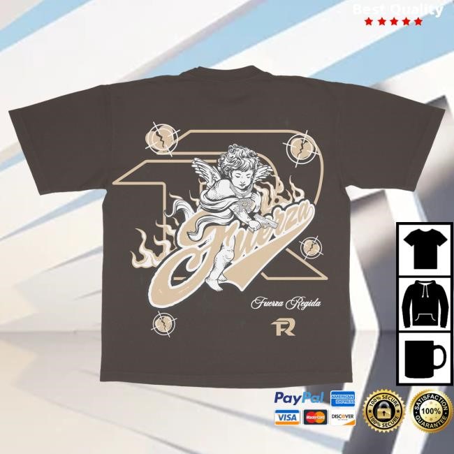 Official Fuerza Regida Merch Angel Caido - Black S/S T Shirt