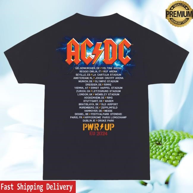 Official Ac Dc Merch Store Ac/Dc Angus Guitar PWR UP Tour T Shirt Ac Dc Shop Acdc Clothing