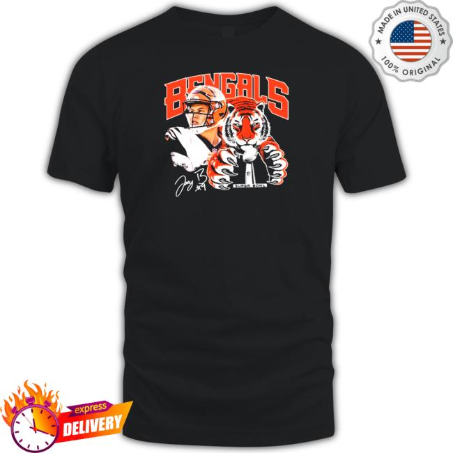 Official Joe Burrow Cincinnati Bengals Super Bowl 2022 signature Cap Joe Burrow Cincinnati Bengals Super Bowl 2022 signature Shirt