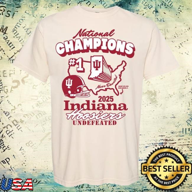 Authentic #1 Team T-Shirt Indiana Hoosiers 2025 National Champions NCAA