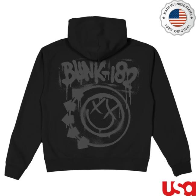 Official Blink 182 Merch Blink-182 Spray-paint Smiley Black Zip Attractive Hoodie
