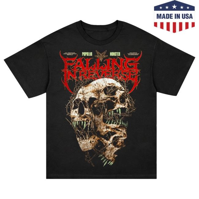 Official Falling In Reverse Merch Store Triple Skull Shirts