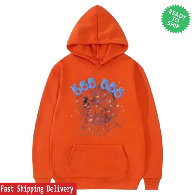 Official Sp5der Clothing Apparel Sp5der 555555 Number Attractive Hoodie Men Orange Sp5der Merch Store Shop