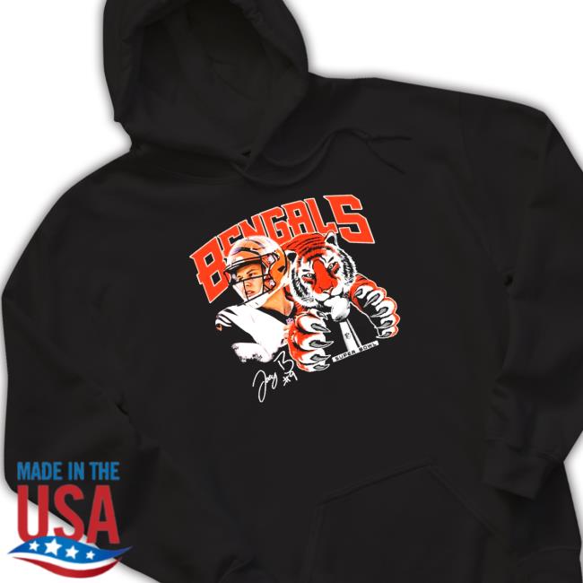 Official Joe Burrow Cincinnati Bengals Super Bowl 2022 signature Hooded Sweatshirt