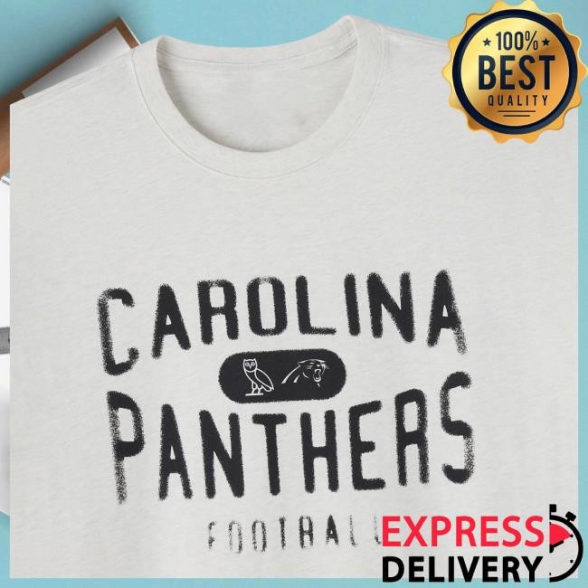 OVO x NFL Carolina Panthers Heather Gray Print Shirt Carolina Panthers OVO x NFL Football Graphic Artwork