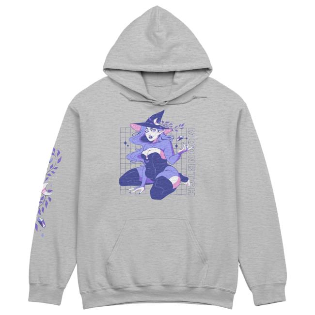 Official Moonbtch Merch Store Crystal Pinup Sleeve Hoodie Grey