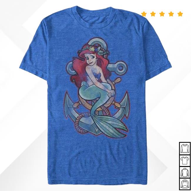 Disney Men's Little Mermaid Ariel Anchor Graphic T Shirt