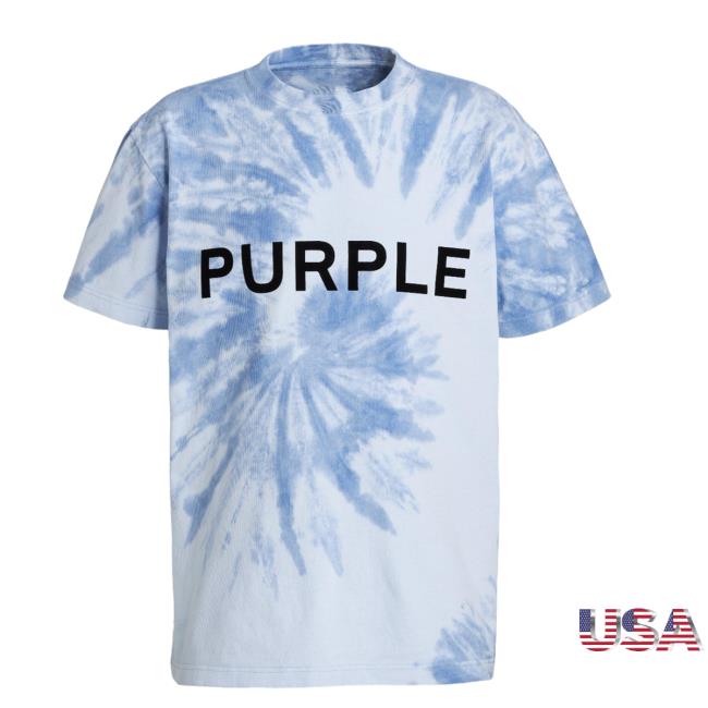 Official Harry Rosen Purple Brand Swirling Tie Dye Design Crewneck Shirt 2023 Mid Blue
