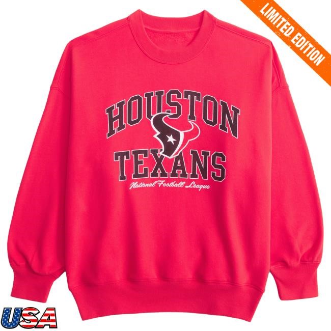 Official Abercrombie And Fitch Apparel Houston Texans Vintage Sunday Crewneck Sweatshirt NFL by Abercrombie
