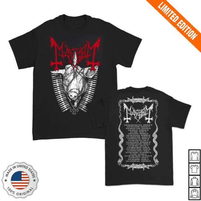 Mayhem Pig Head 2023 US Tour New Shirt