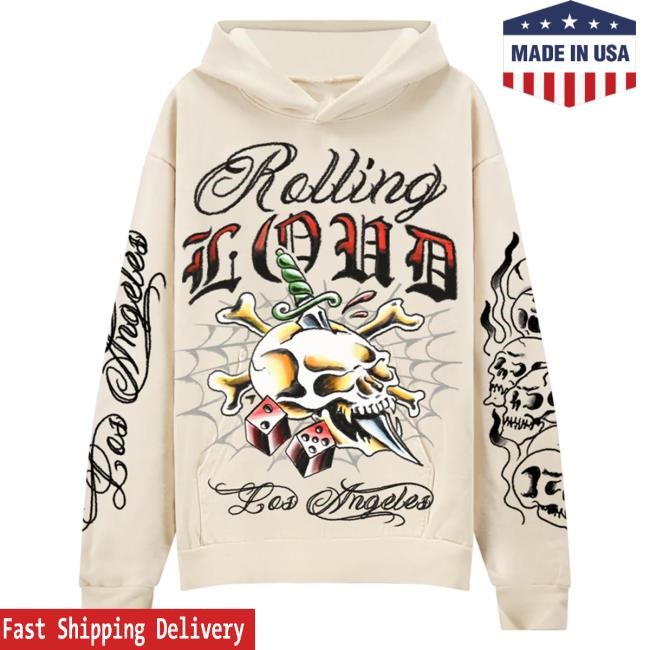Rolling Loud RL LA 25 Tattoo Ivory Lineup Hood Official Rolling Loud Merch Store
