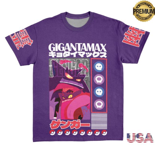 Official Anime Ape Clothing Gigantamax Gengar Pokemon Streetwear AOP Pullover Sweatshirt 3D All Over Print Animeape