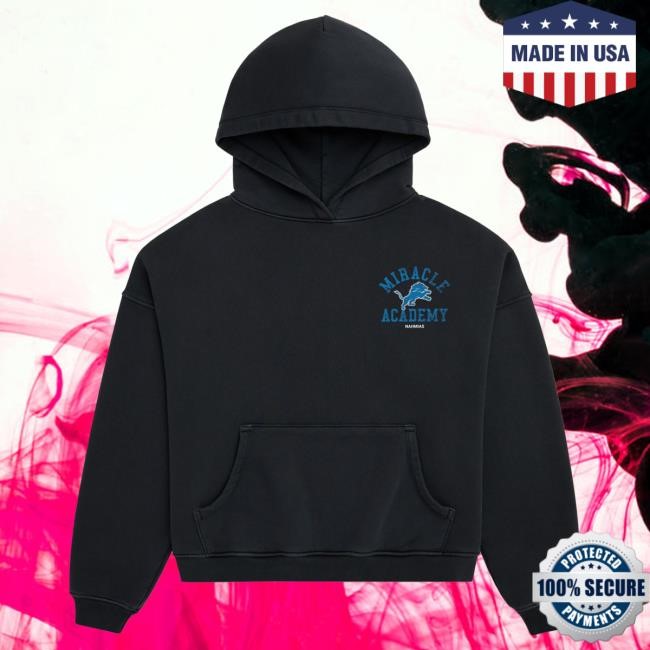 Official Detroit Lions Store Merch Unisex Miracle Academy Black Detroit Lions Hoody by NFL