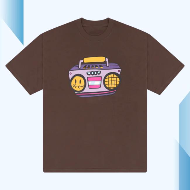 Official Drew House Merch Store Shop Boombox Ss Top Shirt Chocolate DrewHouse Apparel Clothing