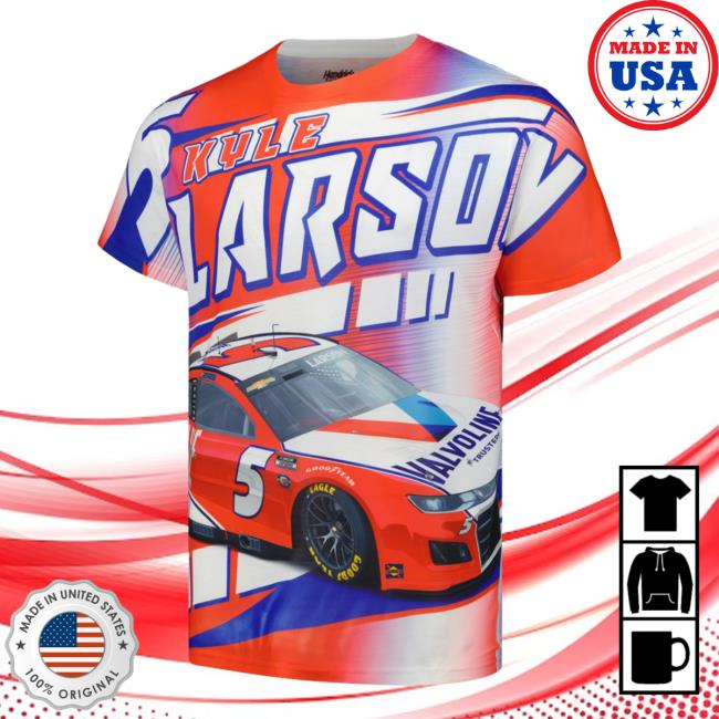 Official Nascar Store Merch Shop Kyle Larson Hendrick Motorsports Team Collection White Valvoline Accelerator Total Print Shirt