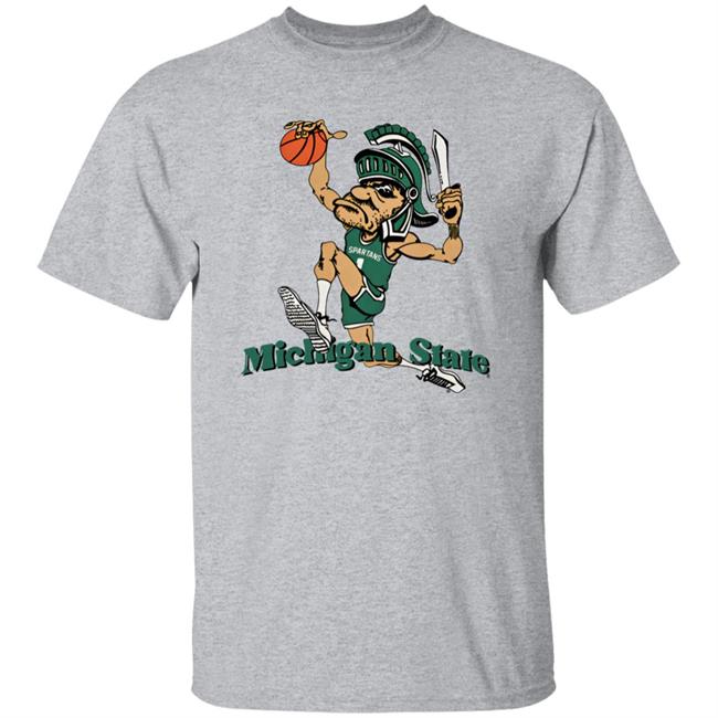 Nudge Printing Merch Michigan State University Vintage Dunking Gruff Sparty T Shirt Spartanhoops_Dk Nudge Printing Merch Michigan State University Vintage Dunking Gruff Sparty T Shirt Spartanhoops_Dk