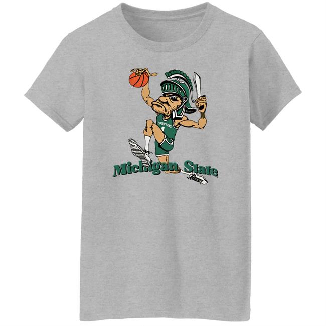 Nudge Printing Merch Michigan State University Vintage Dunking Gruff Sparty T Shirt Spartanhoops_Dk Nudge Printing Merch Michigan State University Vintage Dunking Gruff Sparty T Shirt Spartanhoops_Dk